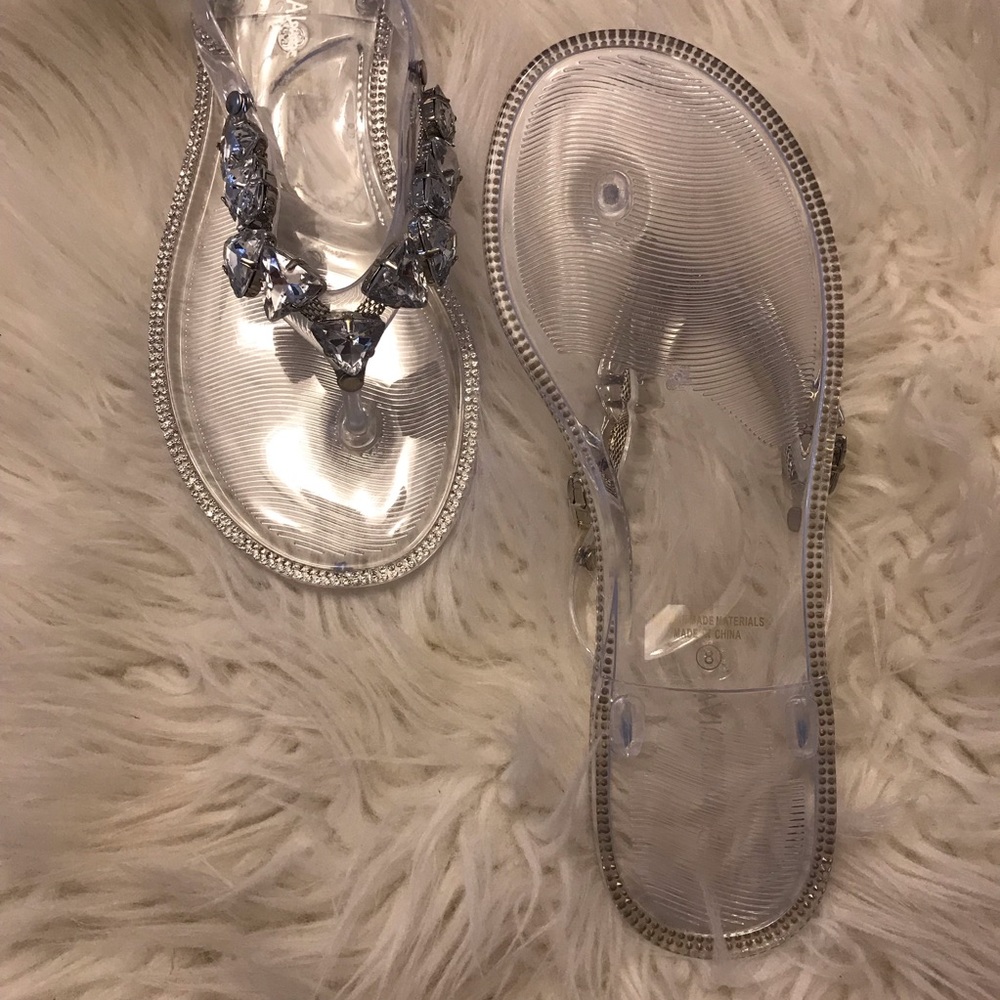 Fancy Clear Rhinestone Jelly Sandals - Picture 9 of 9